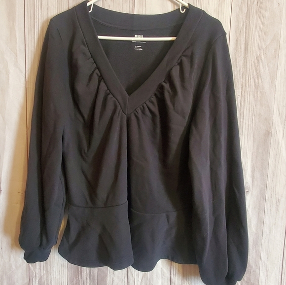 Maeve Tops - MAEVE BY ANTHROPOLOGIE BLACK PULLOVER PEPLUM SZ XL. . LONG SLEEVE